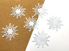 and.A ワッペン ダイカット 雪の結晶 20枚セット 大きめ 7cm 布フレーク デコ材料 スノーフレーク ホワイト モチーフ アップリケ ハンドメイド( 白)
