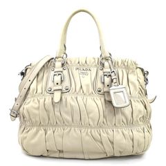 PRADAプラダBN1407ナッパレザー革ギャザーハンドバッグショルダー 