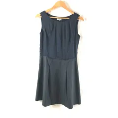 マッキントッシュフィロソフィー MACKINTOSH PHILOSOPHY ワンピース ドッキングワンピース ノースリーブ 異素材 タック 裏地付き ネイビー 黒 38サイズ 2025061800213