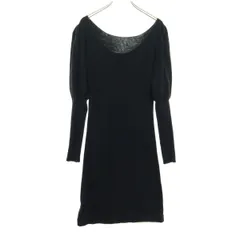 美品 SNIDEL スナイデル 長袖 ニット 膝丈ワンピース F ブラック レディース 古着