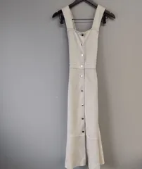 M10171 ZARA ザラ コーデュロイワンピース ロングワンピース サロペット ベージュ Mサイズ 秋冬向け 柄無地 オールインワン ポケット付き