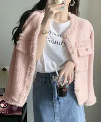 新品 未使用 ラメツイード風ジャケット ジャケット レディース ノーカラー きれいめ オフィス カジュアル セミフォーマル