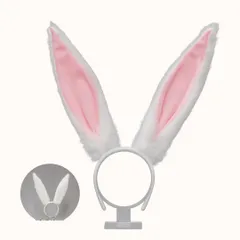 うさ耳カチューシャ 白×ピンク フェイクファー ハロウィン コスプレ 撮影小物