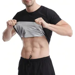 [CosMisty] メンズ サウナスーツ シルバー 半袖 発汗 Tシャツ ランニング インナー 洗濯可 (【シルバー】シャツのみ2XL-3XL) [【シルバー】シャツのみ2XL-3XL]