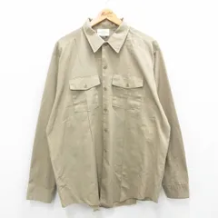 XL/古着 ディッキーズ Dickies 長袖 ワーク シャツ メンズ 90s 大きいサイズ ベージュ カーキ spe 24aug24 中古 トップス