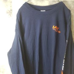 ビンテージロンT☆　USA古着　ネイビー　プリント　M　C26