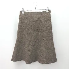 ◇ ⊇ Rirandture リランドチュール チェック柄 膝丈 Aライン スカート サイズ0 ブラウン レディース E  【1505290043625】