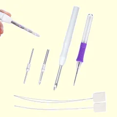 【在庫セール】フリーステッチングニードル 長さ調整（針先5mm+3.5mm+2.5mm+1.6mm）糸通し付き ニードルパンチ パンチ針 刺繍キット Paizizi