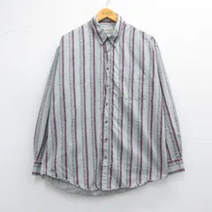 XL/古着 セントジョンズベイ 長袖 シャツ メンズ 90s コットン ボタンダウン グレー他 ストライプ 25mar31 中古 トップス