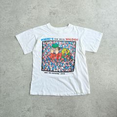 90s WHER’S WALLY ”  WHER’S THE REAL WALDO？ ” Printed T-shirt  ウォーリーを探せ  ” 本物のウォーリーはどこ？ ” Tシャツ TEE キャラ 絵本