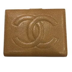 【中古】 CHANEL シャネル  レディース財布   ココマーク キャビアスキン 2つ折りコンパクト財布 ベージュ  25012692 SA