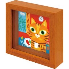 絵画 糸井忠晴 ミニミニボックスフレーム「モーニング」 かわいい 猫の絵 アートフレーム 額入り 小さい絵 キャット 壁掛け 卓上 インテリア プレゼント ギフト Cat リビング 玄関 子ども部屋 贈り物 Sサイズ