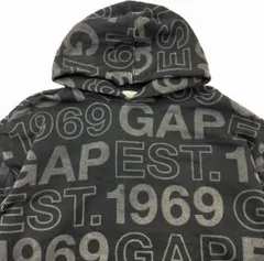 GAP ☆ インパクト◎ ロゴ 総柄 スウェット プルオーバー パーカー M ブラック ストリート アメカジ スケーター 古着 ギャップ■DE253