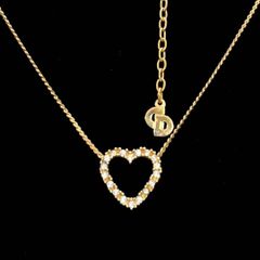 美品★ Christian Dior クリスチャン ディオール  ネックレス ハート ゴールド ラインストーン CDロゴ