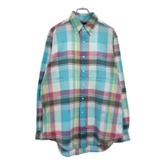 90年代 RALPH LAUREN ラルフローレン ボタンダウン 長袖シャツ チェック マルチカラー(メンズ L)中古 古着 U8608