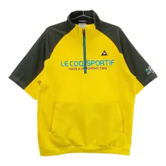 サイズ：LL LE COQ GOLF ルコックゴルフ  袖切替 ハーフジップ 半袖Tシャツ  イエロー系 [240101402315]# ゴルフウェア メンズ ストスト