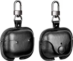 【在庫セール】フロントLEDライトが隠れない 全面保護 PUレザー ワイヤレス充電に対応 高級本革 保護ケース Pro Pro Pods Air イタリアンレザー 男女兼用 革 衝撃吸収保護カバー(ブラック) ケース ケース 2 pro airpods 第2世