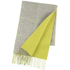 [Elensia] エレンシア カシミヤブレンド リバーシブル マフラー レディース メンズ UVカット98%以上 チェック 30×186cm 160g 全13色 グレー イエロー [グレー イエロー]