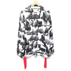 #anc オフホワイト Off-White ジャケット M 白 黒 グレー ビル柄 バックロゴ プリント メンズ [918506]のサムネイル