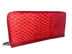 CHANEL シャネル エナメル ラウンドファスナー 長財布 レッド パテント 