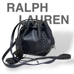 美品 RALPH LAUREN ラルフローレン 巾着型バッグ 斜め掛け レザー ショルダーバッグ ポーチ ドローストリング レトロ 高級 革製 カジュアル エレガント ブランド 人気 おしゃれ デイリー シンプル 中古 ヴィンテージ 定番
