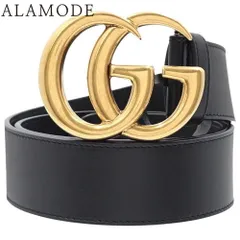 GUCCI(グッチ) GGマーモント ダブルG ワイドベルト ベルト アパレル ファッション小物 服飾小物 75・30 レザー ブラック黒 ゴールド金具 400593 AP00T 1000 メンズ 40802135927【中古】【アラモード】