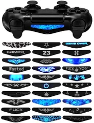 eXtremeRate 30個/セット カラーアートワークパターンサイン LEDライトバーカバー ライトバー デカール ステッカー フリム プレイステーション4 PS4 スリム PS4 Pro コントローラースキン用