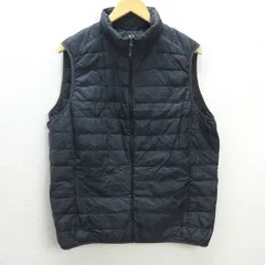 C■ユニクロ/UNIQLO  千鳥柄 ウルトラライトダウンベスト【XL】黒/MENS■y17【中古】