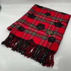 KO3307□MARY QUANT リバーシブル 大判ストール ひざ掛け ショール ブラック×チェック デイジー柄