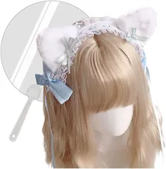 MORY TRADE morytrade カチューシャ ヘッドドレス 髪飾り レディース コスプレ リボン ゴスロリ ねこみみ ロリータ 猫(水色)