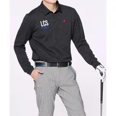 【新品未使用品】ルコックスポルティフ ジャガード長袖シャツ LG4FLS03M メンズ ゴルフウェア le coq sportif golf 2024秋冬モデル ブラック（葛西店）