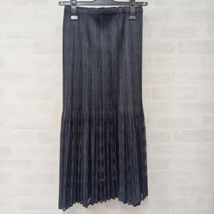 プリーツプリーズ ロングスカート ストレート デニム ステッチ 美品