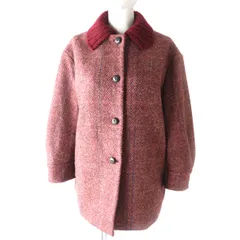 極美品★正規品 ロロピアーナ 2Way 襟・レザーボタン付き カシミヤ×アルパカ混 裏地シルク100% 厚手 ツイード ハーフコート 赤系 36 伊製のサムネイル