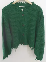 ◇ RETRO GALLERY RETRO GIRL ダメージ加工 ショート ニット カーディガン グリーン レディース P  【1301200006779】