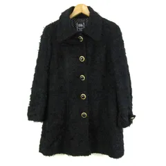 セシルマクビー ステンカラーコート ファーコート アウター 金ボタン レディース Mサイズ ブラック CECIL McBEE 【中古】