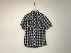 本物コムサメンCOMMECAMENコットンチェック柄半袖シャツメンズサーフアメカジミリタリーストリートスケーターワークビジネススーツモードゴルフドレス3黒ブラック白ホワイトグレーL