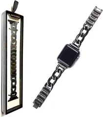 Royce&Roland Apple watch チェーンバンド おしゃれ アップルウォッチ 時計 ベルト/ステンレス Series 10 9 8 7 6 5 4 Ultra レディース(ブラック,  44mm 45mm 46mm 49mm)