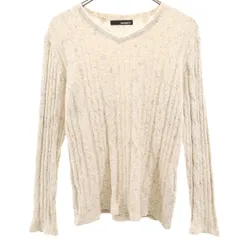 HAMNETT ハムネット 日本製 長袖 Vネック セーター S ベージュ系 ニット メンズ 古着