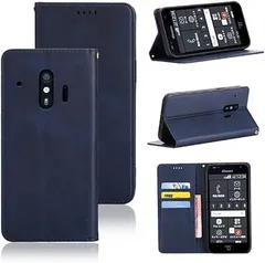 【在庫処分】らくらくスマートフォン me F-01L / F-42A ケース 手帳型 カバー PUレザー カード収納 財布型 耐衝撃 ケース マグネット スタンド機能付き 5色 (深い青)