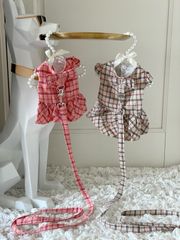 ❁¨̮先取り春夏新作❁¨̮  犬服  チェックワンピース (リード・フック付き)