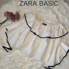 【美品】【ZARA BASIC COLLECTION】Mサイズ ブラウス　オフショルダー　フレアスリーブ