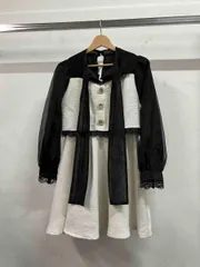 ROJITA ロジータ 長袖ワンピース ビジュ ボウタイ リボン ツイード ワンピース サイズF