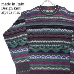 イタリア製 ニットジャケット アルパカ フルジップ グレー カジュアル 