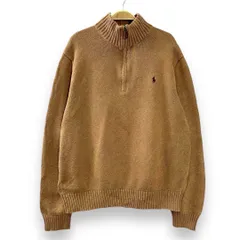 【フォロワー様クーポン配布中！】 POLO Ralph Lauren ポロラルフローレン ポニー刺繍ロゴ ハーフジップ コットン ニット セーター 無地 プレーン オーセンティック メンズ Mサイズ 【S105】