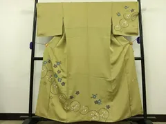 平和屋着物■訪問着　駒刺繍　花唐草文　金糸　金彩　正絹　逸品　AAAV7644jh