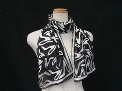BALLY バリー ビスコース×シルク 総柄 大判 スカーフ ストール ショール マフラー レディース メンズ ブラック系×ホワイト系 DH1045