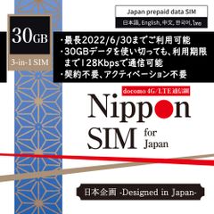Nippon SIM 22年12月末まで 30GB プリペイド データ SIM