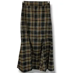 GU ジーユー チェックマーメイドロングスカート マーメイドスカート ロングスカート 222-342797 チェック柄 黒 ブラック チェック柄 Sサイズ レディース 秋 プラスエスU-No.11