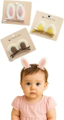 §Ｂｇ３ 赤ちゃん ヘアピン ベビー ヘアクリップ 薄毛用 痛くない テープ式 髪飾り 花モチーフ 4個セット(うさぎくまねこ)