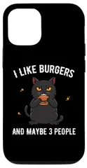【数量限定】13 ハンバーガーが好きで、たぶん3人のおもしろ猫 iPhone スマホケース